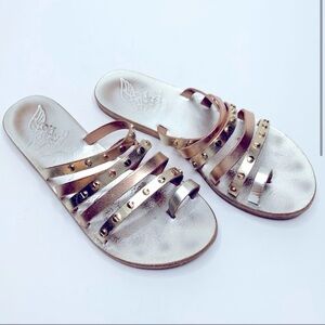 Ancient Greek Sandals RARE Metallic Niki Nails, size 38 fits 7 - 7.5 - 8